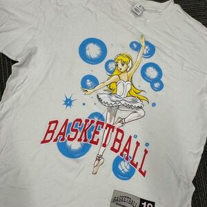 Basketball Skateboards Anime Graphic TShirt Mens Large White Ballet Dancer Print
